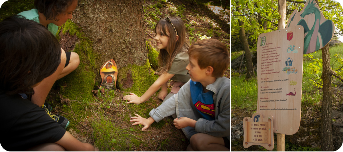 parco tematico e percorso didattico nel bosco legno