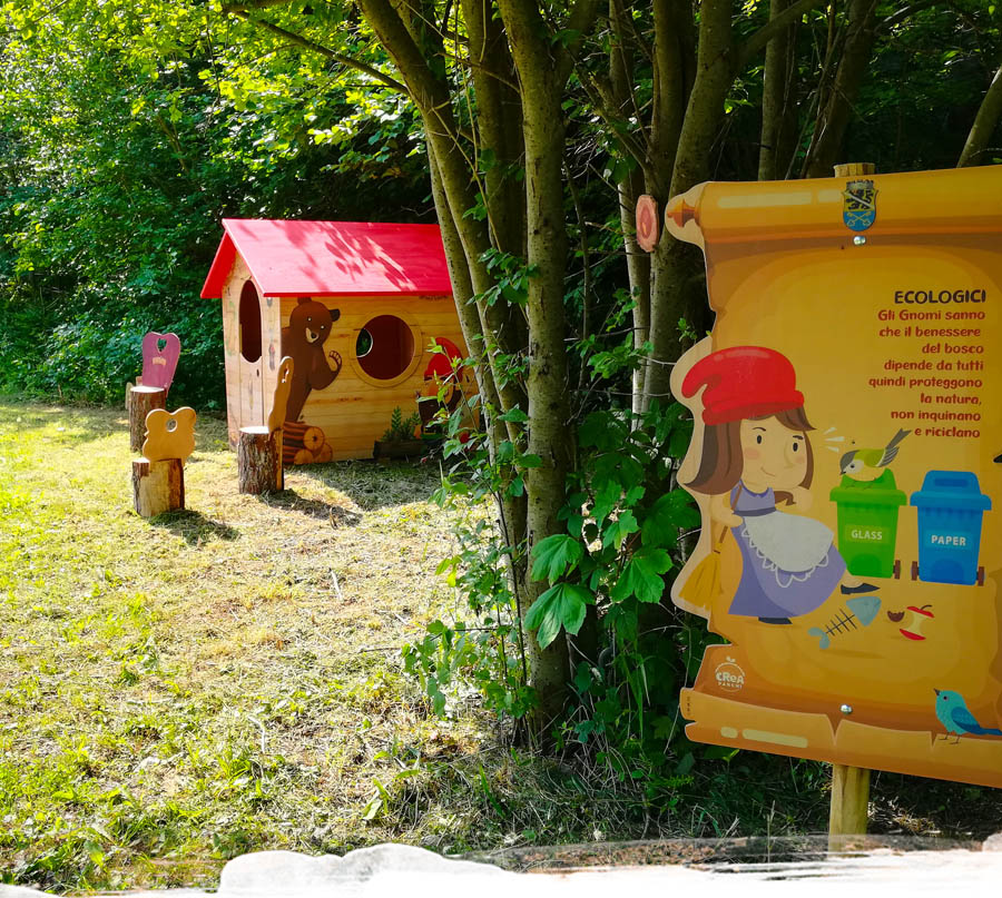 percorso nel bosco, crea parchi, percorso didattico, gnomi del bosco, giocabosco, Tarvisio, Udine.