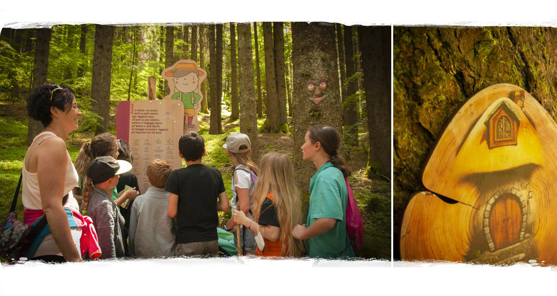 parco tematico e percorso didattico nel bosco legno